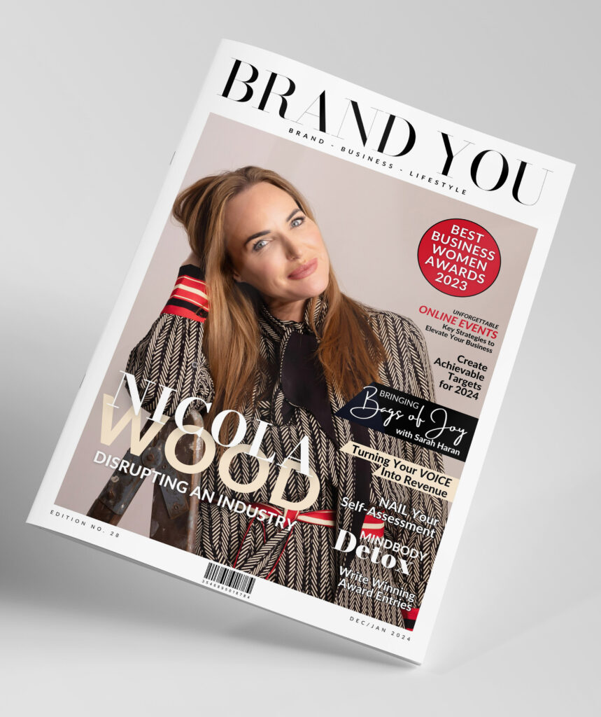 Magazine cover floating on concrete background Mockup
